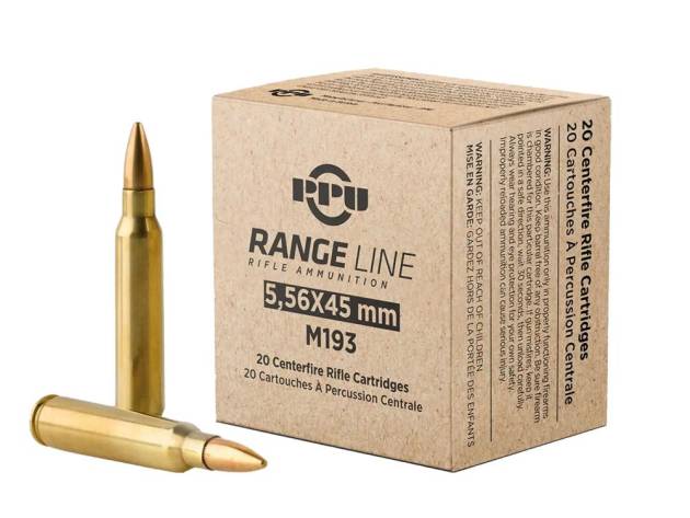 PPU RangeLine Rifle Ammunition 5.56X45 NATO 55gr FMJBT 3240 fps 1000/rd (50 boxes of 20ct)