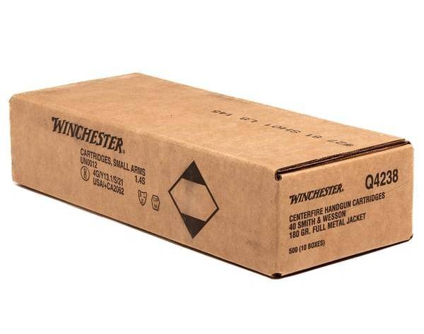 Winchester USA Handgun Ammunition .40 S&W 180 gr FMJ 1020 fps 500/ct