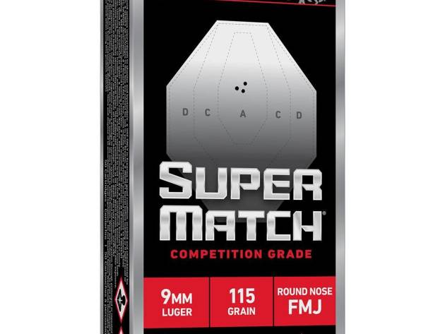 Winchester Super Match Handgun Ammunition 9mm Luger 115gr FMJ 1215fps 50/ct