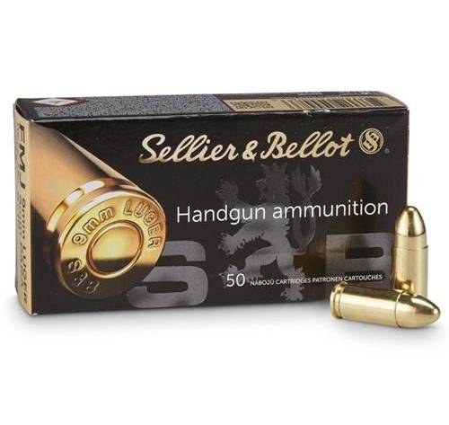 Sellier & Bellot Pistol & Revolver Ammo 9mm Luger 124 gr FMJ 1181 fps 50/ct