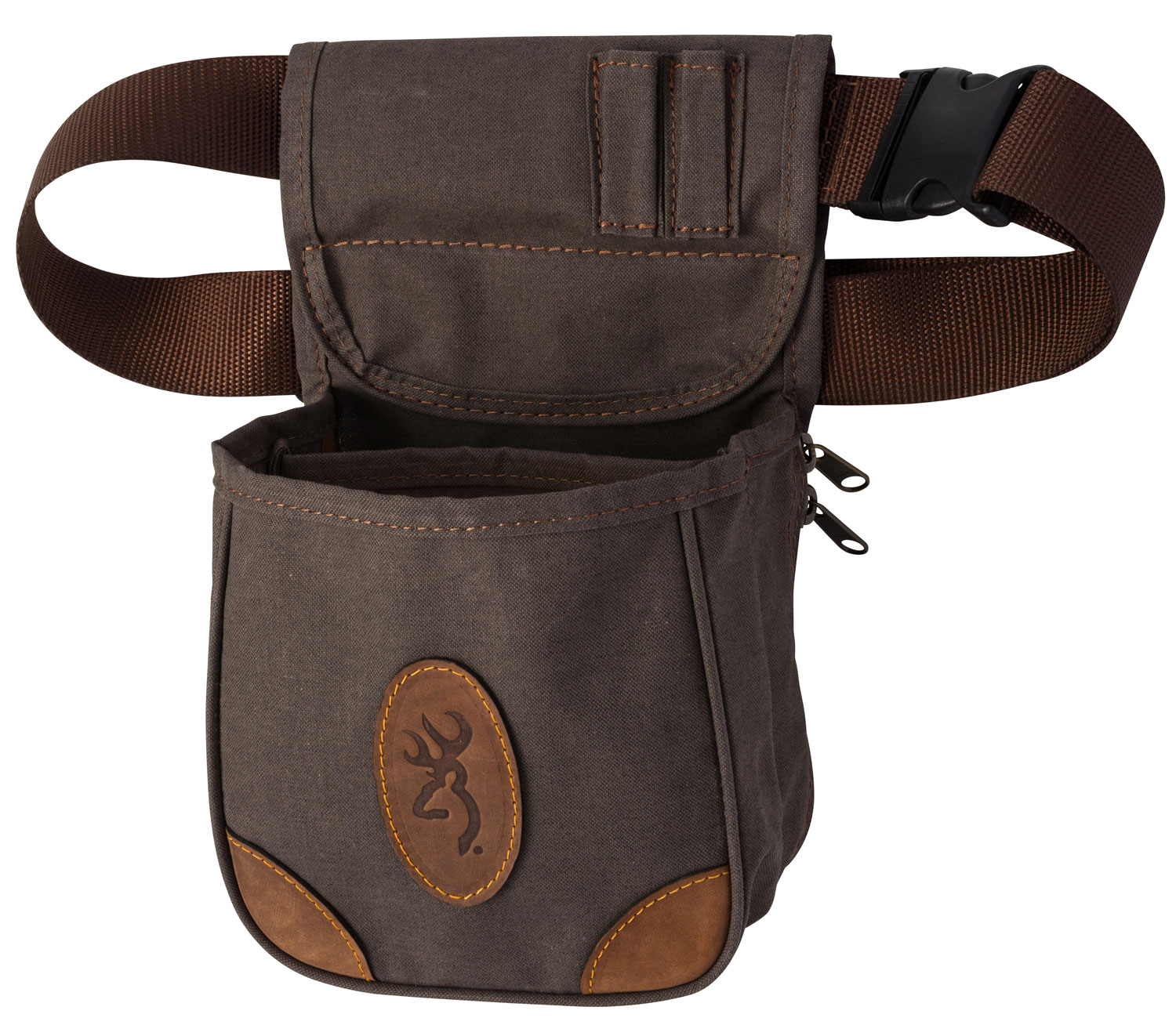 Browning 121388692 Lona Shell Pouch Flint Canvas/Leather Belt Mount Adjustable