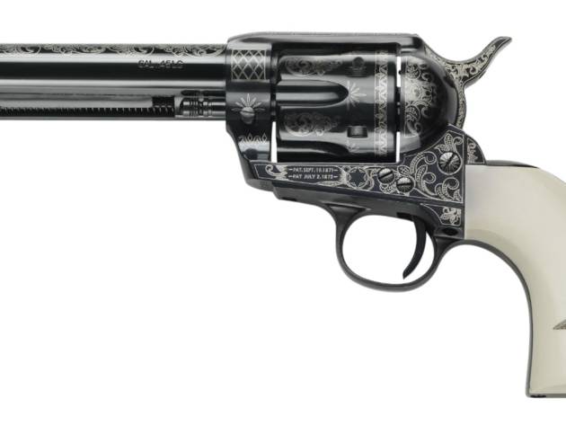 Pietta GW45LLE434NMUI 1873 GW2 Liberty 45 Colt (LC) 6 Shot, 4.75" Blued Engraved Steel Barrel, Cylinder, Frame & Hammer, Ultra Ivory Grip w/Engraved Liberty Eagle