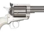 Magnum Research BFR44MAG5B6 BFR Short Cylinder 44 Rem Mag 6 Shot, 5" Brushed Stainless Steel Barrel, Cylinder & Frame, White Polymer Grip, Hammer Safety, Exposed Hammer