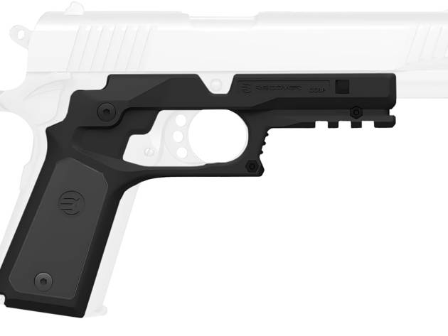 Recover Tactical CC3P0104 Frame Grip  Black Polymer Frame with Interchangeable Black & Gray Panels for Standard Frame 1911