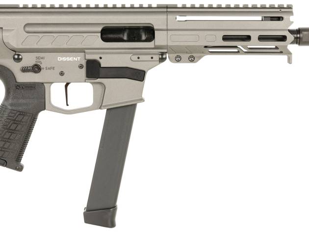 CMMG 99A68A2TNG Dissent MKGS 9mm Luger 33+1 6.50", Tungsten Gray Rec, Picatinny Brace Adapter, 5.50" M-LOK Handguard, Left Side Charging Handle, Zeroed Linear Comp, TriggerTech Trigger