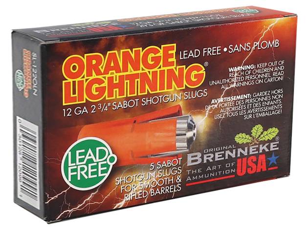 Brenneke SL122OLN Orange Lightning  12Gauge 2.75" 2/3oz Slug Shot 5 Per Box/50 Case