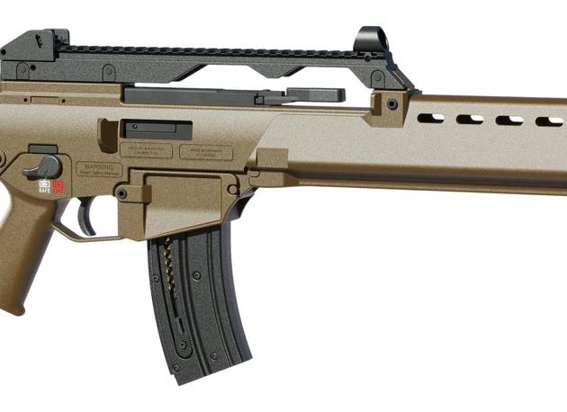 HK 81001322 G36  22 LR 10+1 18.13" Black Barrel w/Flash Suppressor, Flat Dark Earth Receiver w/Picatinny Rail, Flat Dark Earth Folding Synthetic Stock, Polymer Grip