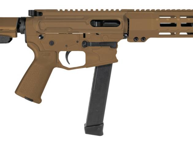 Shark Coast Tactical SCC06735SPFDE9 Sneeky Pete 9mm Luger 30+1 5.50" Black Melonite Threaded Barrel, Flat Dark Earth Cerakote Receiver, SB Tactical SBA3 Brace
