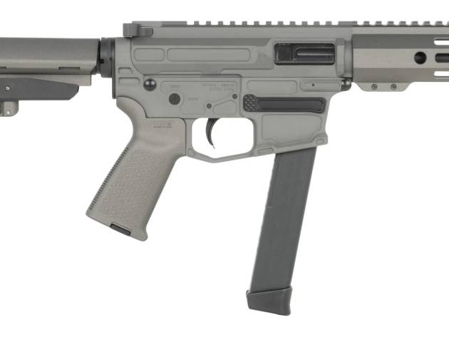 Shark Coast Tactical SCC06780SP9NGY Sneeky Pete 9mm Luger 30+1 5.50" Black Melonite Threaded Barrel, Gray Cerakote Receiver, SB Tactical SBA3 Brace