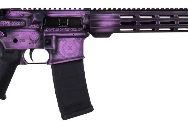 Shark Coast Tactical 300-133-1000-25 Valkyrie 5.56 NATO 30+1 16" Black Melonite Threaded Barrel, Distressed Purple Cerakote w/Norse Engraving Aluminum Receiver w/Picatinny Rail, M-LOK Handguard, Magpu