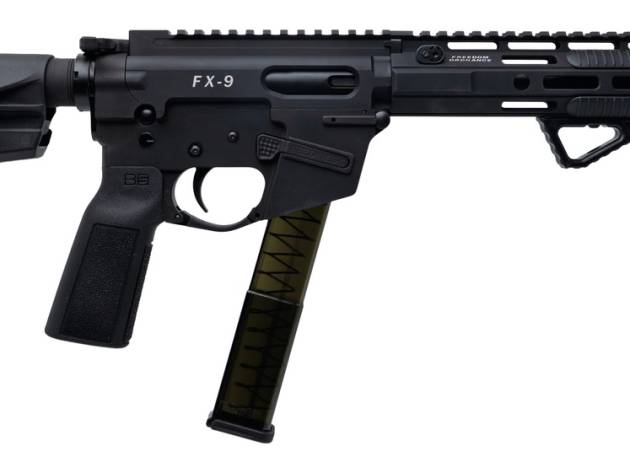 Freedom Ordance FX9P10E-BLK FX9P Elite 9mm Luger 10" Black Nitride Threaded Barrel, Black Anodized Aluminum Receiver w/Picatinny Rail, M-LOK Handguard, Black Polymer SB Tactical SBA5 Brace, Black Poly