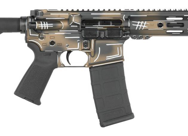 Shark Coast Tactical SCC07060ANBRN-P Anime-15 Bronze 5.56 NATO 30+1 10.50" Black Nitride Threaded Barrel, Aluminum Receiver w/Picatinny Rail, M-LOK Handguard, Polymer SB Tactical SBA3 Brace, Polymer G