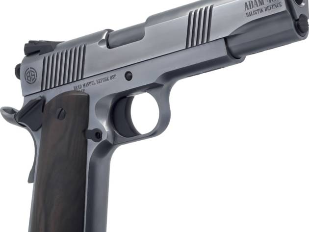 Dickinson LLC DKSN45LB Adam 1911 Lead Full Size 45 ACP 8+1 5" Stainless Barrel, Steel B Serrations Slide, Steel Frame w/Beavertail