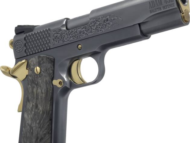 Dickinson LLC DKSN45TBP Adam 1911 Titan Full Size 45 ACP 8+1 5" Black Barrel, Steel B Serrations Slide, Steel Frame w/Beavertail
