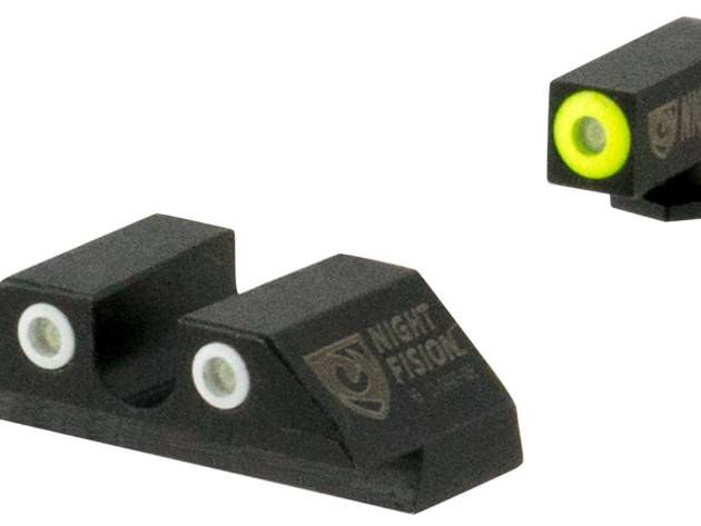Night Fision GLK001007YGW Tritium Night Sights For Glock  Green Tritium Yellow Outline Front Sight- Green Tritium White Outline Rear Sight Glock 17/17L/19/22