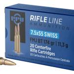PPU PP7SF Metric Rifle 7.5x55mmSwiss 174gr Full Metal Jacket Boat Tail 20 Per Box/10 Case