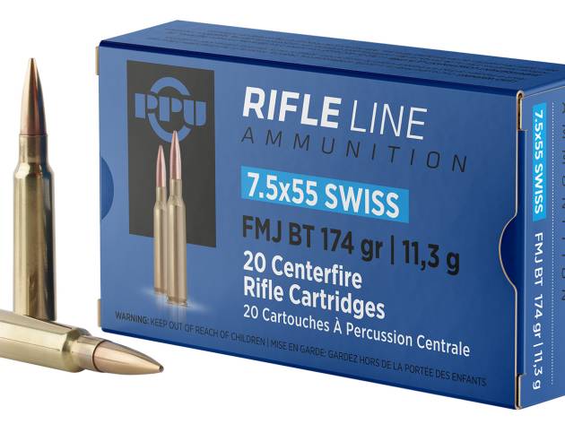 PPU PP7SF Metric Rifle  7.5x55mmSwiss 174gr Full Metal Jacket Boat Tail 20 Per Box/10 Case