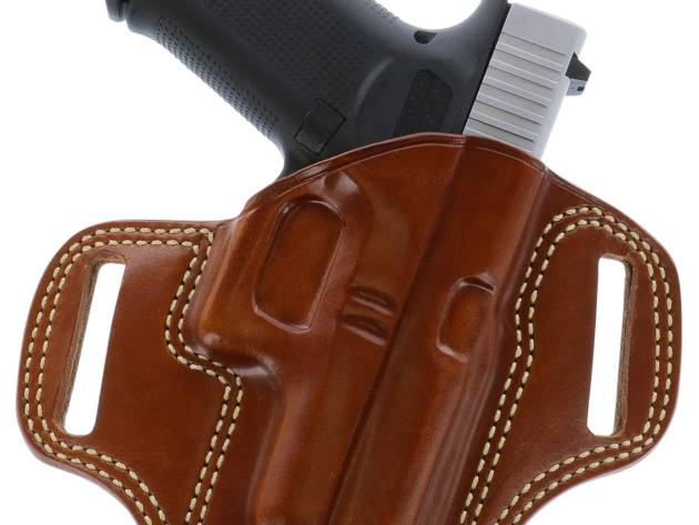 Galco CM226 Combat Master  OWB Tan Leather Belt Slide Compatible w/ Glock 19/Glock 23 Gen2-5/CZ P-10C Belt 1.75" Wide Right Hand