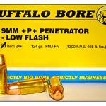 Buffalo Bore Ammunition 24F20 Penetrator Strictly Business 9mmLuger +P+ 124gr Full Metal Jacket Flat Nose 20 Per Box/12 Case