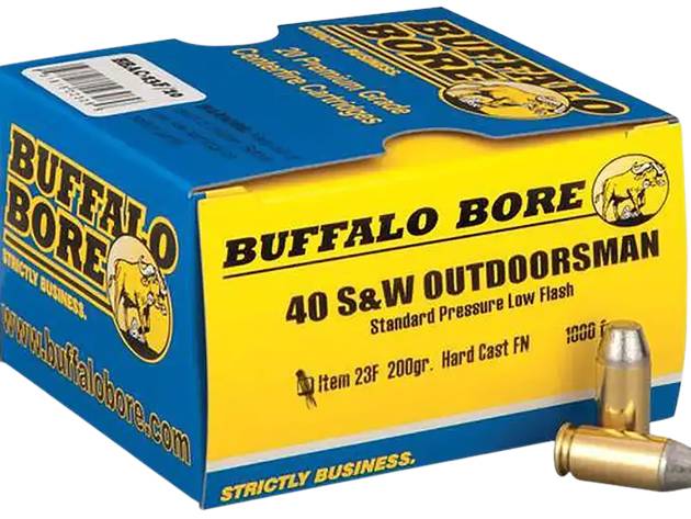 Buffalo Bore Ammunition 23F20 Outdoorsman Strictly Business 40S&W 200gr Hard Cast Flat Nose 20 Per Box/12 Case