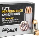 Sig Sauer E45AP120 Elite Performance 45ACP 200gr V-Crown Jacketed Hollow Point 20 Per Box/10 Case