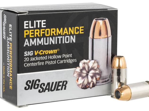 Sig Sauer E45AP120 Elite Performance  45ACP 200gr V-Crown Jacketed Hollow Point 20 Per Box/10 Case