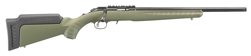 Ruger 8334 American Rimfire Sports South Exclusive Full Size 22 LR 10+1 18" Satin Blued Threaded Barrel & Alloy Steel Receiver w/Scope Rail, Green Fixed Synthetic Stock, Right Hand