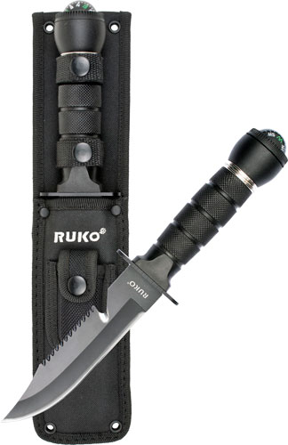 RUKO FIXED BLADE SURVIVAL 6" - ABS HANDLE WITH BALL COMPASS - Image 2