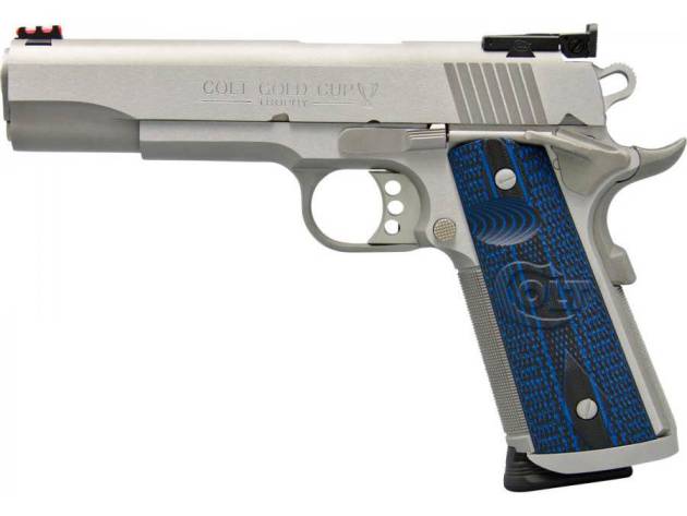 Colt Gold Cup Trophy Handgun 9mm Luger 9rd Magazine 5" Barrel Stainless Finish G10 Grips Fiber Sights