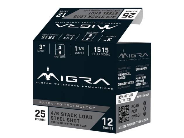 Migra Steel Waterfowl Stacked Shotshell 12ga 3" 1-1/4 oz 1515 fps #4 & #6 25/ct