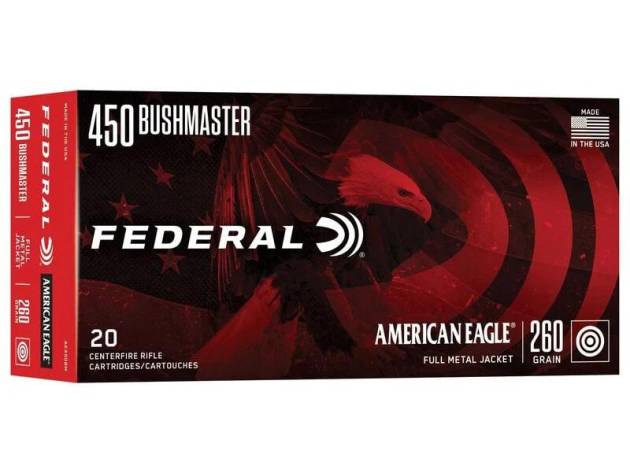 Federal American Eagle Rifle Ammunition .450 Bushmaster 260gr FMJ 2040 fps 20/ct