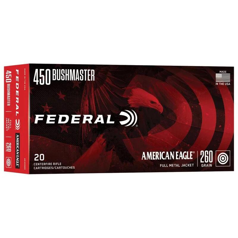 Federal American Eagle Rifle Ammunition .450 Bushmaster 260gr FMJ 2040 fps 20/ct