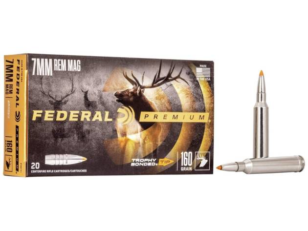 Federal Trophy Bonded Tip Rifle Ammunition 7mm Rem Mag 160gr PT 2900 fps 20/ct