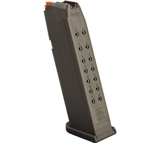 Glock Handgun Magazine G17 Gen5 17/rd OD Green Orange Follower Bulk