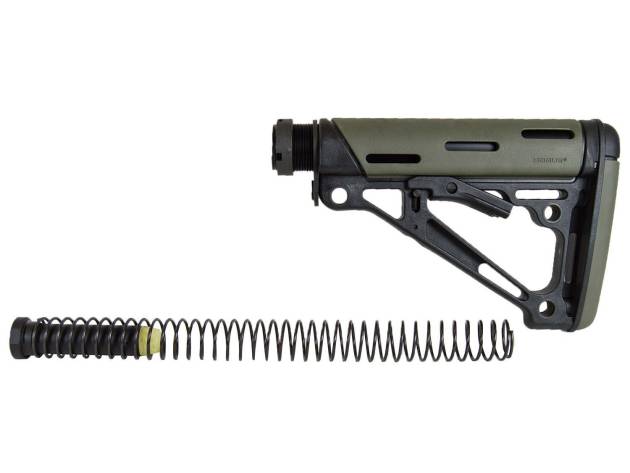 Hogue AR-15/M-16 OM Collapsible Buttstock Assembly with Buffer Tube and Hardware-OD Green Rubber