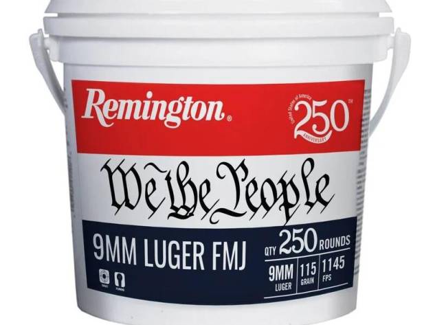 Remington "We the People" Handgun Ammunition 9mm Luger 115gr FMJ 1145 fps 250/ct Bucket