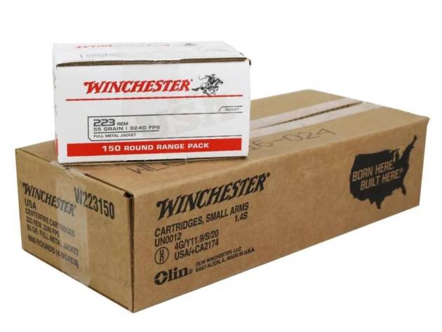 Winchester Lake City Rifle Ammunition .223 Rem 55 gr. FMJ 600/ct (4-150/ct)