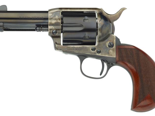 Taylors & Company 555132 1873 Cattleman 357 Mag Caliber with 3.50" Blued Finish Barrel, 6rd Capacity Blued Finish Cylinder, Color Case Hardened Finish Steel Frame & Checkered Birdshead Walnut Grip