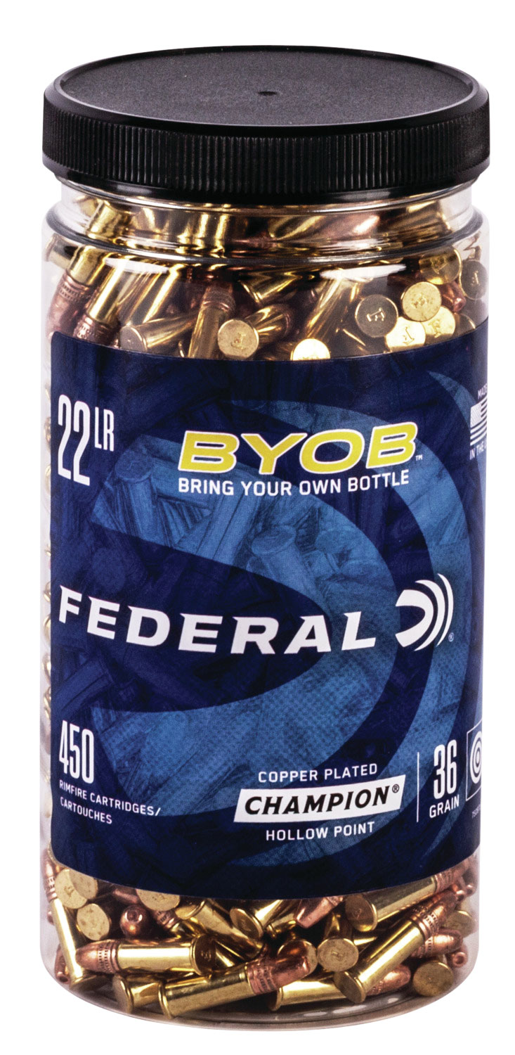 Federal 750BTL450 Champion Training BYOB 22LR 36gr Copper Plated Hollow Point 450 Per Box/8 Case