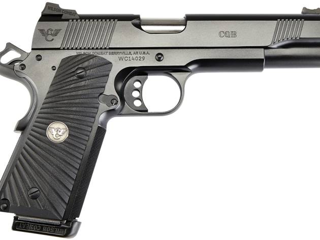 Wilson Combat CQBFS9 1911 CQB Full Size Frame 9mm Luger 10+1 5" Match Grade Barrel, Black Serrated Carbon Steel Slide, Black Armor-Tuff Carbon Steel Frame w/Beavertail, Black G10 Starburst Grip
