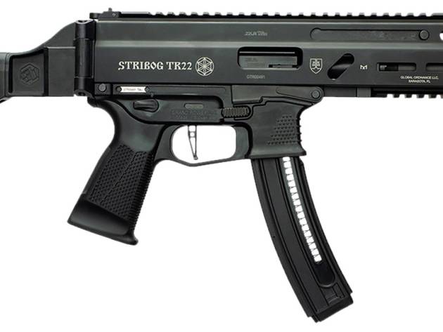 Grand Power 197892004817 TR22 Stribog 22 LR 25+1 10" Black Threaded Barrel, Black Hardcoat Anodize Receiver w/Picatinny Rail, Black SB Tactical Brace, Black Polymer Grip, Ambidextrous