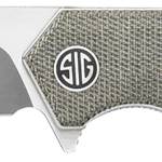 Sig Sauer Knives TS8SG Tsuru 3.30" Folding Tanto Plain Satin 154CM SS Blade, 4.20" Green Canvas Micarta Handle