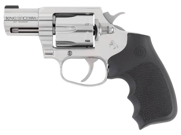 Colt Mfg KCOBRASB2RBBS King Cobra  357 Mag 6rd Shot 2" Stainless Steel Barrel, Cylinder & Frame, Black Hogue Overmolded Grip, Exposed Hammer, DA/SA