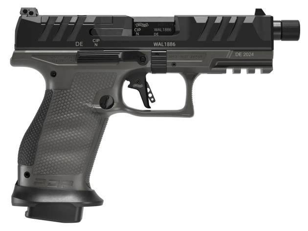 Walther Arms 2871947 PDP Pro SD Compact 9mm Luger 10+1 4.60" Black Threaded Barrel, Black Optic Ready/Serrated Slide, Tungsten Gray Polymer Frame w/Picatinny Rail, Textured Polymer Grip