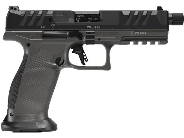 Walther Arms 2871971 PDP Pro SD Full Size 9mm Luger 10+1 5.10" Black Threaded Barrel, Black Optic Ready/Serrated Slide, Tungsten Gray Polymer Frame w/Picatinny Rail, Textured Polymer Grip