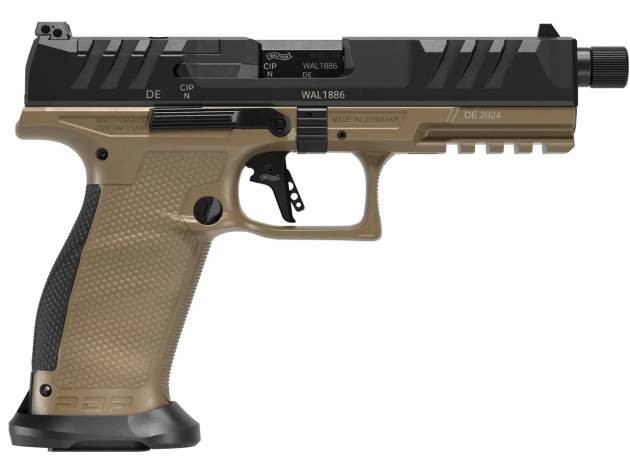 Walther Arms 2871955 PDP Pro SD Full Size 9mm Luger 10+1 5.10" Black Threaded Barrel, Black Optic Ready/Serrated Slide, Flat Dark Earth Polymer Frame w/Picatinny Rail, Textured Polymer Grip