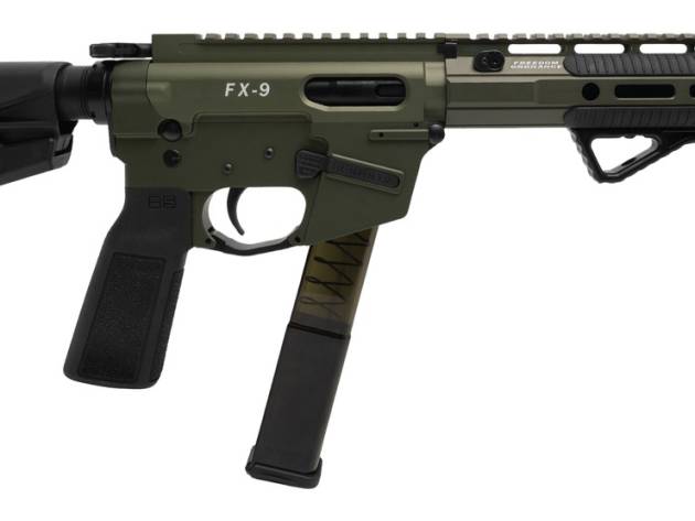 Freedom Ordance FX9P10E-ODG FX9P Elite 9mm Luger 10" Black Nitride Threaded Barrel, OD Green Anodized Aluminum Receiver w/Picatinny Rail, M-LOK Handguard, Black Polymer SB Tactical SBA5 Brace, Black P