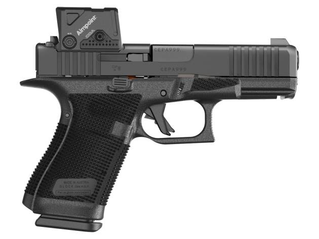 Glock P61950B01DC8A3 G19 Gen6 w/Aimpoint 9mm Luger 10+1 4.02" Black GMB Barrel, Black Steel Serrated w/Optic Slide, Black Polymer Frame w/Accessory Rai,l Interchangeable Backstrap Grip, Aimpoint COA 3
