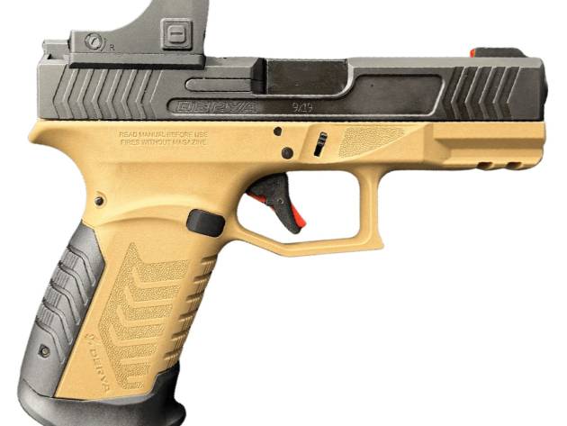 Derya Firearms DY9.BROTSS.SAUCE.US DY9 w/Optic 9mm Luger 15+1 4.02" Black Nitride Stainless Steel Optic Cut Slide w/Tactical Sauce RMR Green Dot, ODG Brown Polymer Frame w/Picatinny Rail, Interchangea