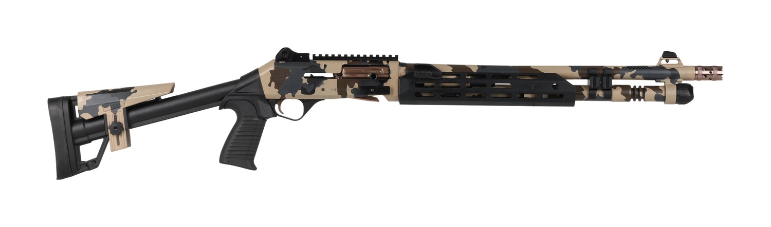 Panzer Arms PAM4CSSFCTMFSS M4 Speed Pro 12 Gauge Semi-Auto 3" 5+1 18.50" FDE Scorpion Camo w/Titanium Accents Ported Barrel & Aluminum Receiver w/Picatinny Rail, M-LOK Handguard, FDE Scorpion Camo Ske